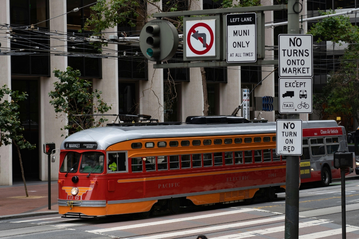 Muni Metro trains run both above and below ground