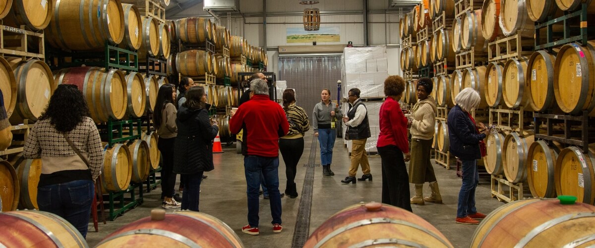 Wine Tasting Tour in the Barrel Room of a Napa Valley winery